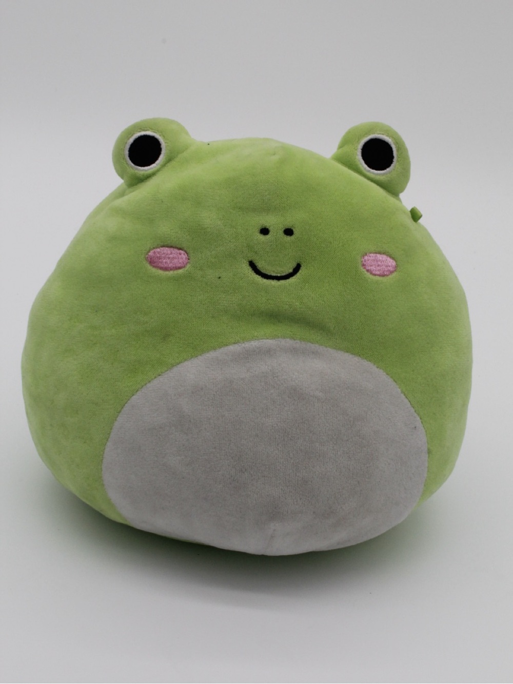 Squishmallows Green Frog Plush with Gray Belly and Pink Cheeks
